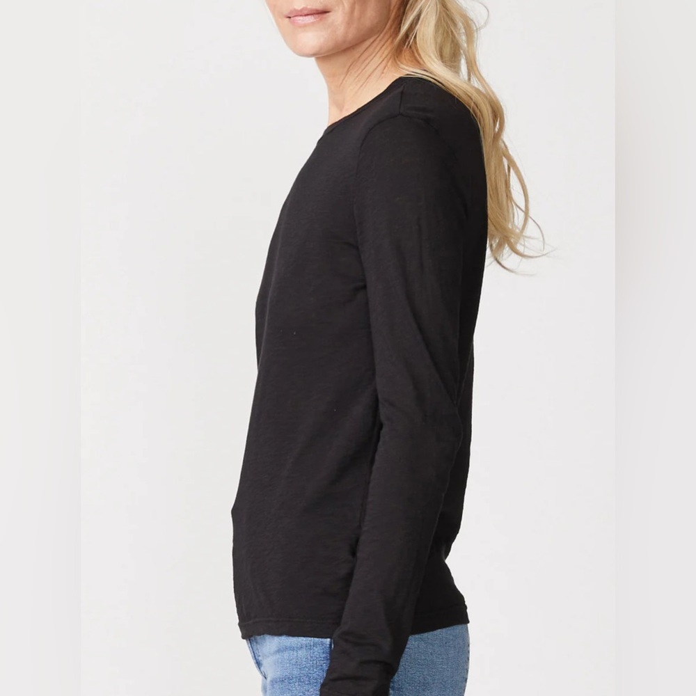 Stateside V neck Black Fitted Long Sleeve Tee - Picture 4 of 7